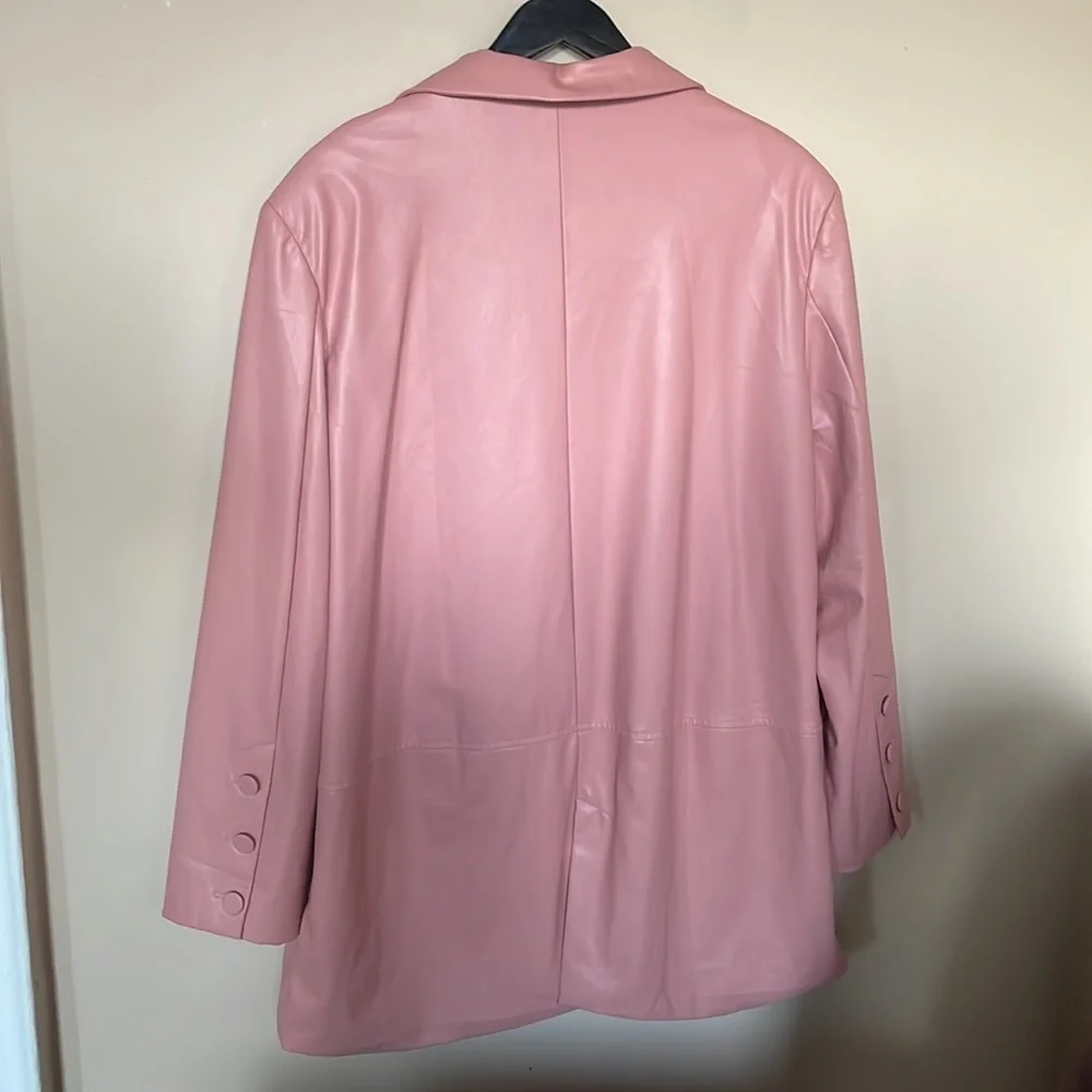 For Love & Lemons Barbie Pink Talia Boyfriend Oversized Faux Leather Blazer